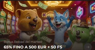 Bonus reload del martedi 65 fino a 500 euro 50 fs